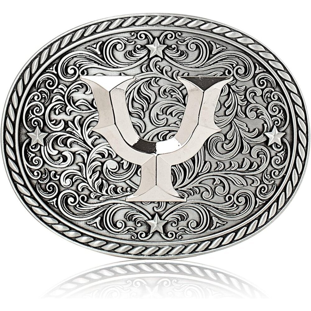 Women's Silver Y Cowgirl Initial Large Letter Zinc Alloy Imported Belt Buckles